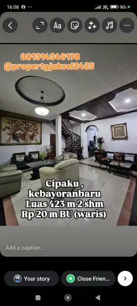 Di jual rumah lama jl cipaku , kby baru 423m2 shm