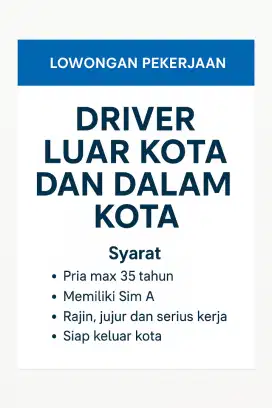 Lowongan Driver SIM A