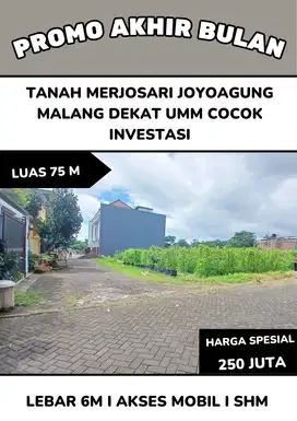 Tanah Kavling SHM Murah di Merjosari Dekat UB