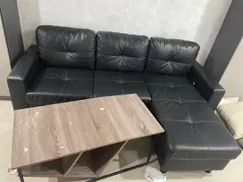Sofa kulit pemakaian 2 tahun beli di informa free meja