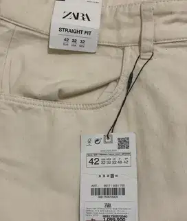 Zara Cuffed Jeans Beige Original
