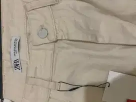 Celana Zara MEN Cuffed Jeans Beige Original