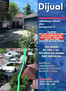 DI JUAL RUMAH DEPAN JALAN RAYA AGUS SALIM GORONTALO