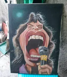 Lukisan kanvas original *Mick Jagger* karikatur 60x40cm harga nego