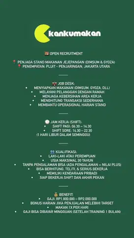 OPEN LOKER JAGA STAND DI PLUIT