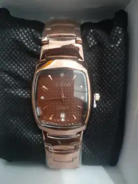 Jam tangan wanita full emboss rado rose gold