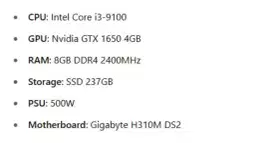Pc Core i3 gen9 windows 10 64bit