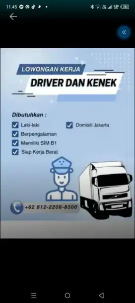 Dibutuhkan Driver dan Kenek