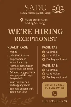 LOWONGAN KERJA RECEPTIONIST