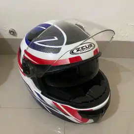 Helm Zeus Fullface ZS813 AN1 White/Red Double Visor SEPERTI BARU