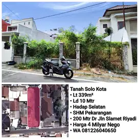Jual Tanah 200 Meter Dari Jln Utama Slamet Riyadi Solo Kota