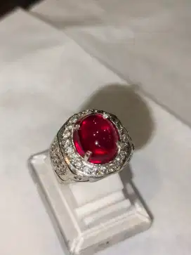 Red Ruby cakep ring perak