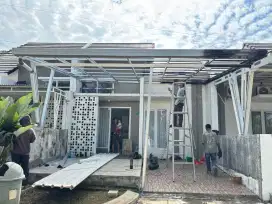 Kanopi bajaringan atap alderon single layer 1,2mm terpasang