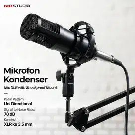 TaffSTUDIO Mikrofon Kondenser XLR dengan holder BM-800