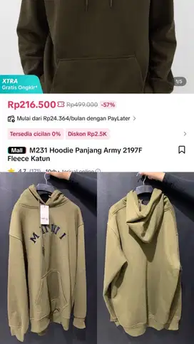 M231 Jaket hoodie army original 100%