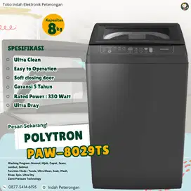 Mesin Cuci 1 Tabung Polytron 8 Kg Top Loading PAW-8029TS