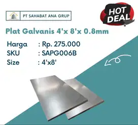 Plat Galvanis 4'x 8'x 0.8mm