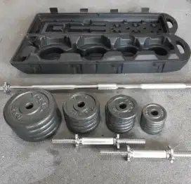 DUMBELL SET 50 KG BISA DISAMBUNG ALAT FITNESS BARU
