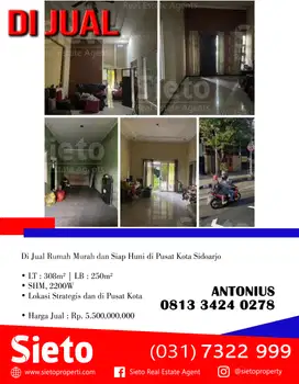 Dijual Cepat Rumah Murah dan Siap Huni di Pusat Kota Sidoarjo