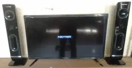 Tv led POLYTRON 32 inci lengkap speaker towerx sepasang. Normal/bagus