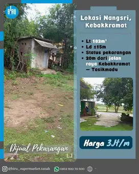 Tanah Pekarangan 20m Dari Jalan Raya Kebakkramat-Tasikmadu