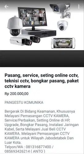 Service cctv kamera di serpong,bsd,alam sutera,taman tekno,tangerang