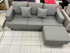 PROMO CUCI GUDANG !!! SOFA GLIVEL 3 SEATE L   FABRIC - ABU ABU