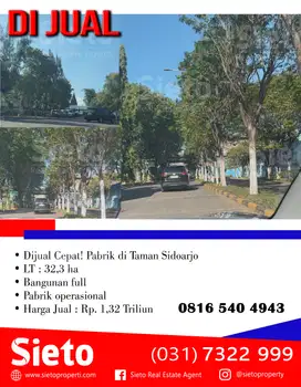 Dijual Cepat! Pabrik Operasional di Taman Sidoarjo