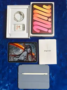 iPad Mini 6 wifi 64gb + Pen + Case Fullset original Pink BH 99 Mulus