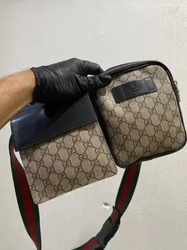 Waistbag beltbag gucci kanvas mix leather good quality unik keren
