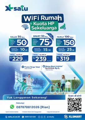 WiFi Rumah Unlimited + Kuota HP Sekeluarga