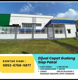 Dijual Cepat Gudang Luas 1.200 M2 Delta Silicon 3 Lippo Cikarang