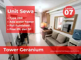 2BR furnished lantai rendah apartment Bassura City ada water heater