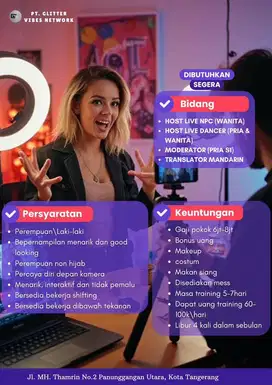 Loker Host Npc , Host Live Dance , Moderator Live , TranslatorMandarin