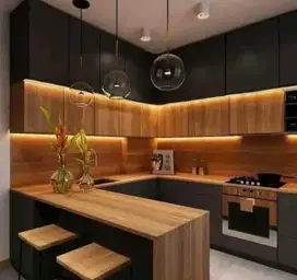 interior desain kitchen set kamar set wardrobe lemari backdrop tv