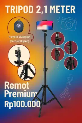 Tripod 2,1 meter Remot Tomsis Tombol Narsis Mini Ball Head Ball Holder