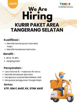 DI BUTUHKAN SEGERA KURIR MOTOR SHOPEEXPRESS LEGOK HUB KAB TANGERANG