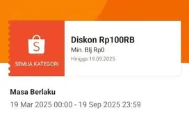 Jual Voucher Shopee Cash 100K