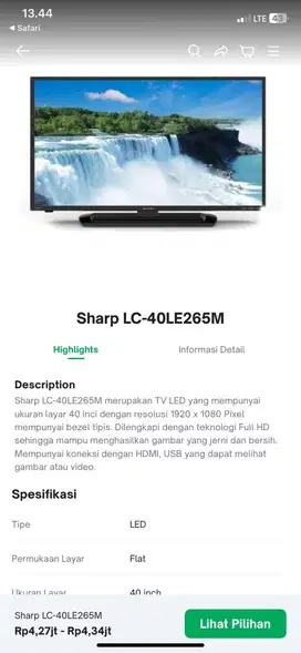 TV LED SHARP AQUOS 40” + Android box X96Q