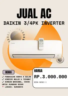 JUAL AC DAIKIN 3/4 PK – COCOK UNTUK RUANG BESAR