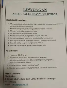 Lowongan Sales Heavy Equipment