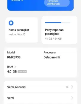 Realme Note 60 4/64, Hp batang