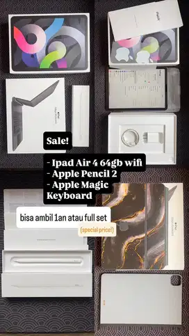 Jual Ipad Air 4 Grey 64gb wifi + apple pencil 2 + apple magic keyboard