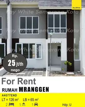 DISEWAKAN RUMAH DI MRANGGEN A4077