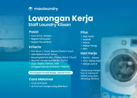 Lowongan Kerja (Loker) Laundry - Kurir, Cuci, Sortir - Pondok Kelapa
