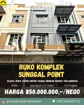 DIJUAL RUKO DIBAWAH 1 M DALAM KOMPLEK SUNGGAL POINT