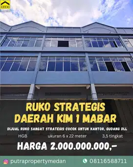 DIJUAL/DISEWAKAN RUKO SUPER STRATEGIS DAERAH KIM 1 MABAR