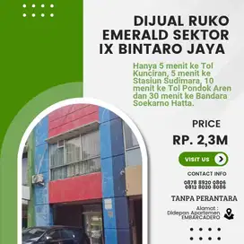 Dijual Ruko Strategis  2.5 lantai di Bintaro Jaya Sektor 9