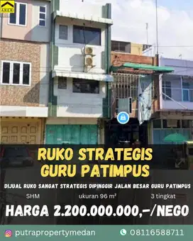 DIJUAL RUKO STRATEGIS DIPINGGIR JALAN BESAR GURU PATIMPUS