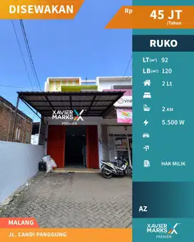 DISEWAKAN RUKO STRATEGIS DI JALAN CANDI PANGGUNG, SOEHATT - MALANG